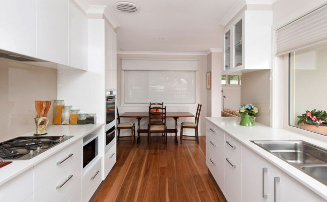Kitchen looking through to a dining room
